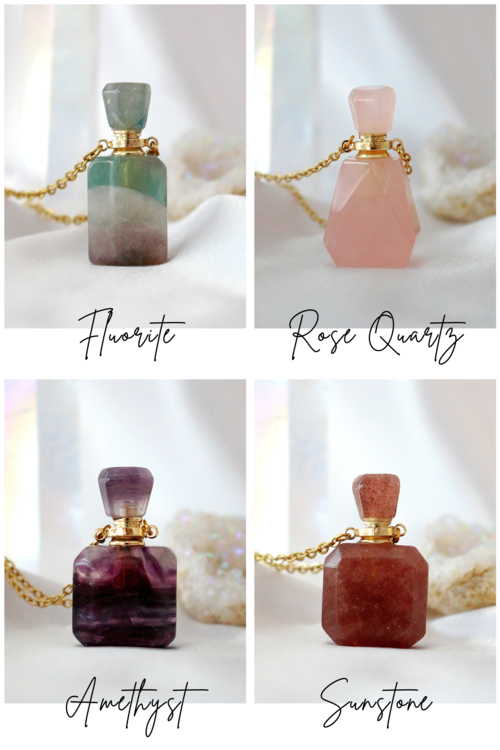 Healing Stones Aromatherapy Bottle Pendant Necklace