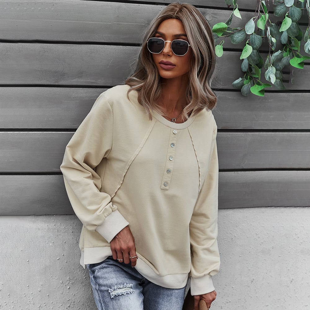 Women's Long-Sleeve Round Neck Pullover Sweater — Cozy & Effortlessly Chic